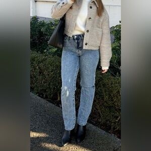 Rewash High-Rise Weathered Blue Straight Leg Jeans
